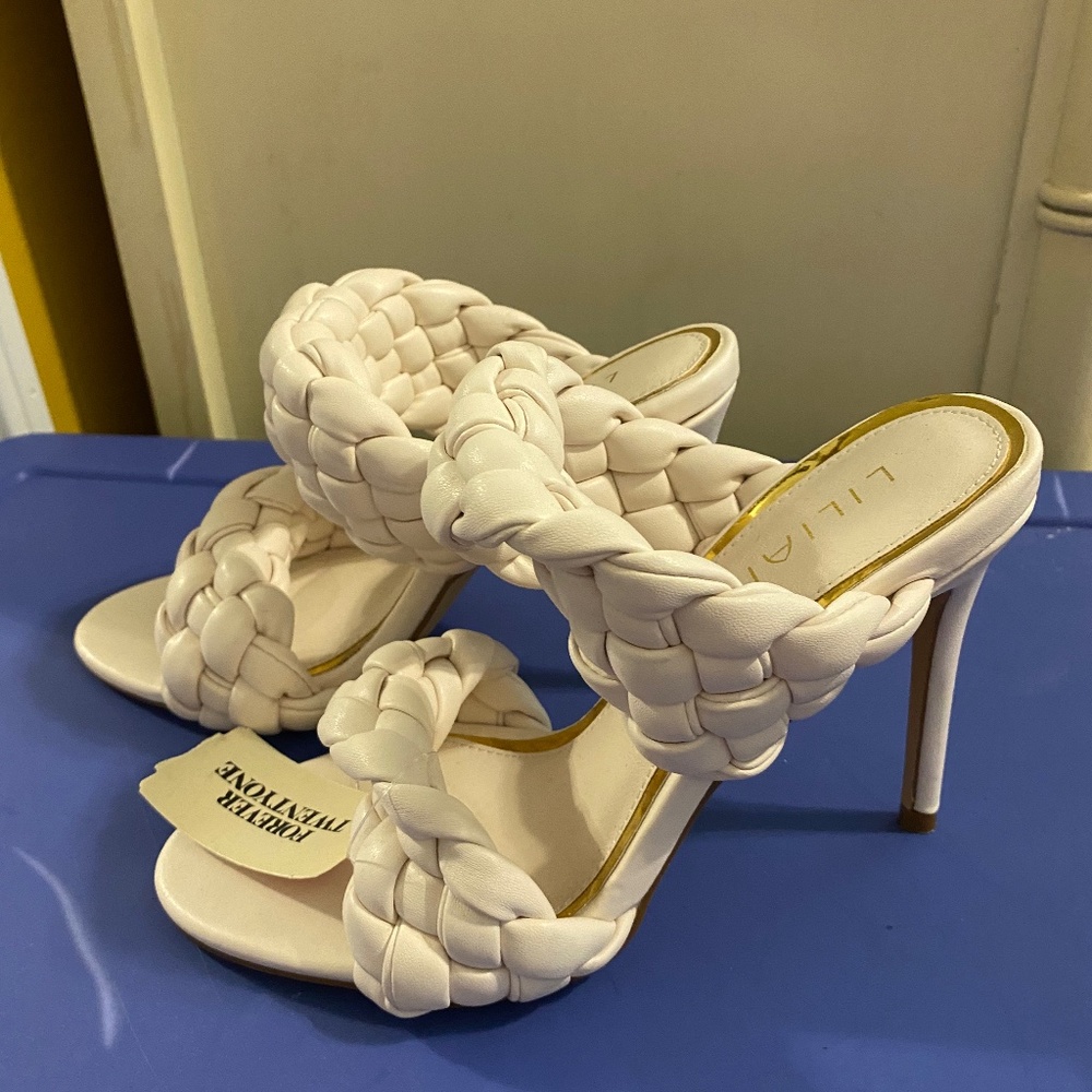 White Twisted Heels